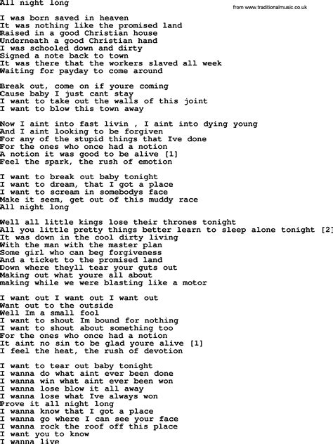 all night long lyrics|all night long song 80s.